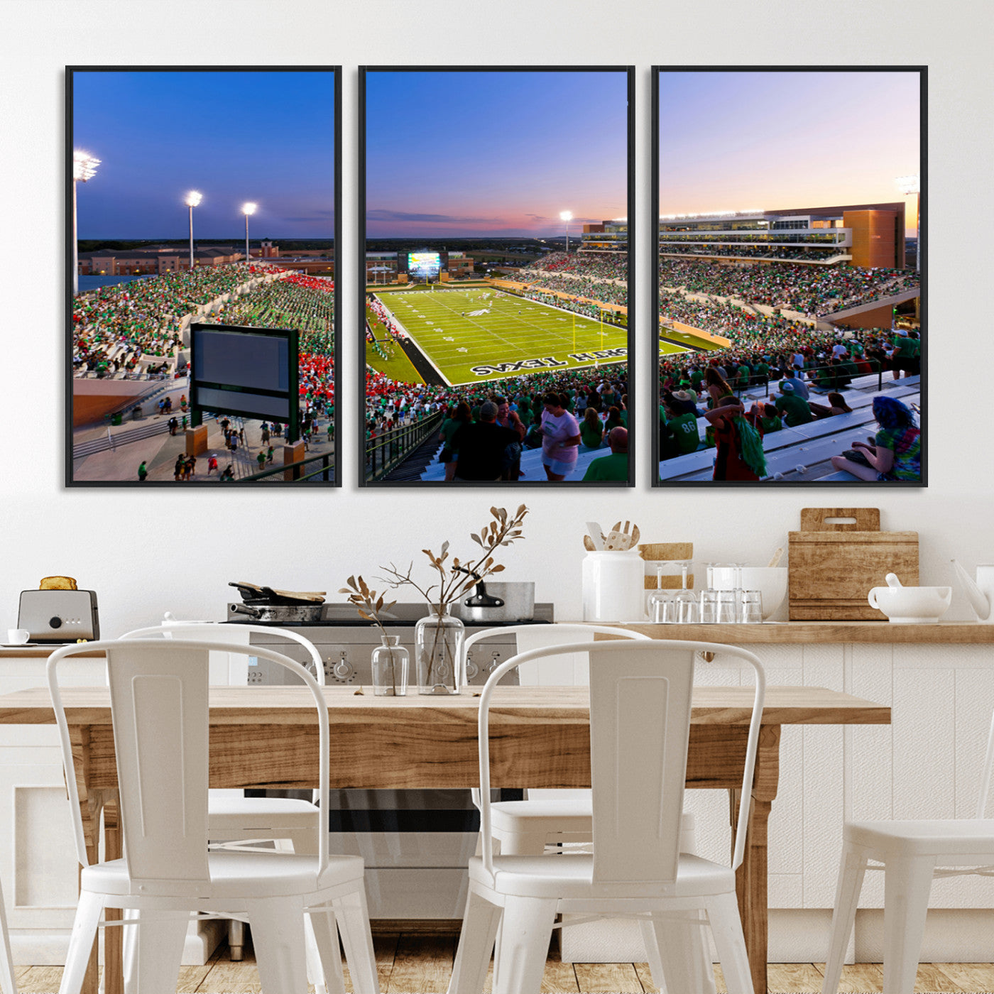 MGV-FC-60X30-3P - University of North Texas Mean Green Football Team Print - Denton DATCU Stadium Canvas Print Wall
