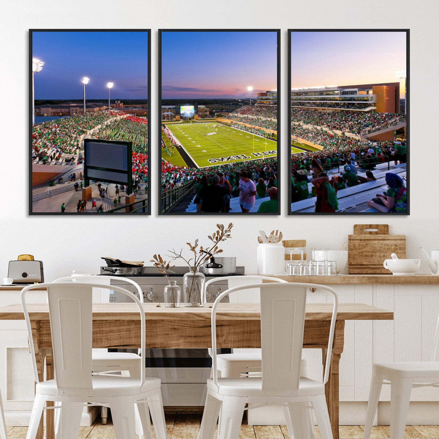 MGV-FC-60X30-3P - University of North Texas Mean Green Football Team Print - Denton DATCU Stadium Wall Art Canvas