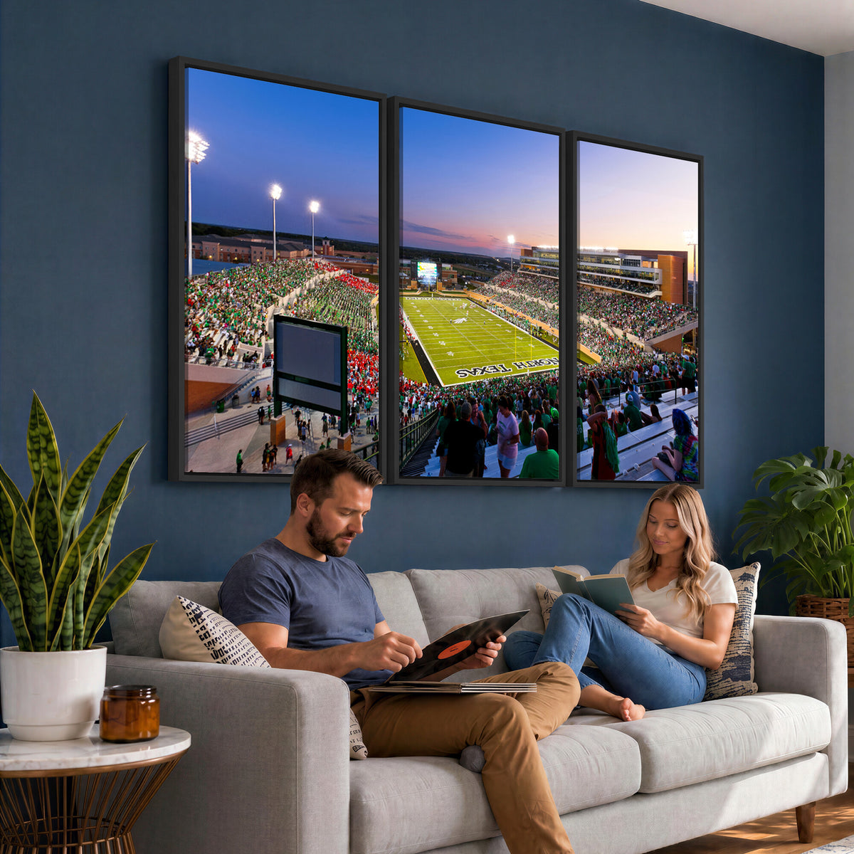 81582-MGV-CV-36X24 - University of North Texas Mean Green Football Team Print - Denton DATCU Stadium Wall Art Canvas