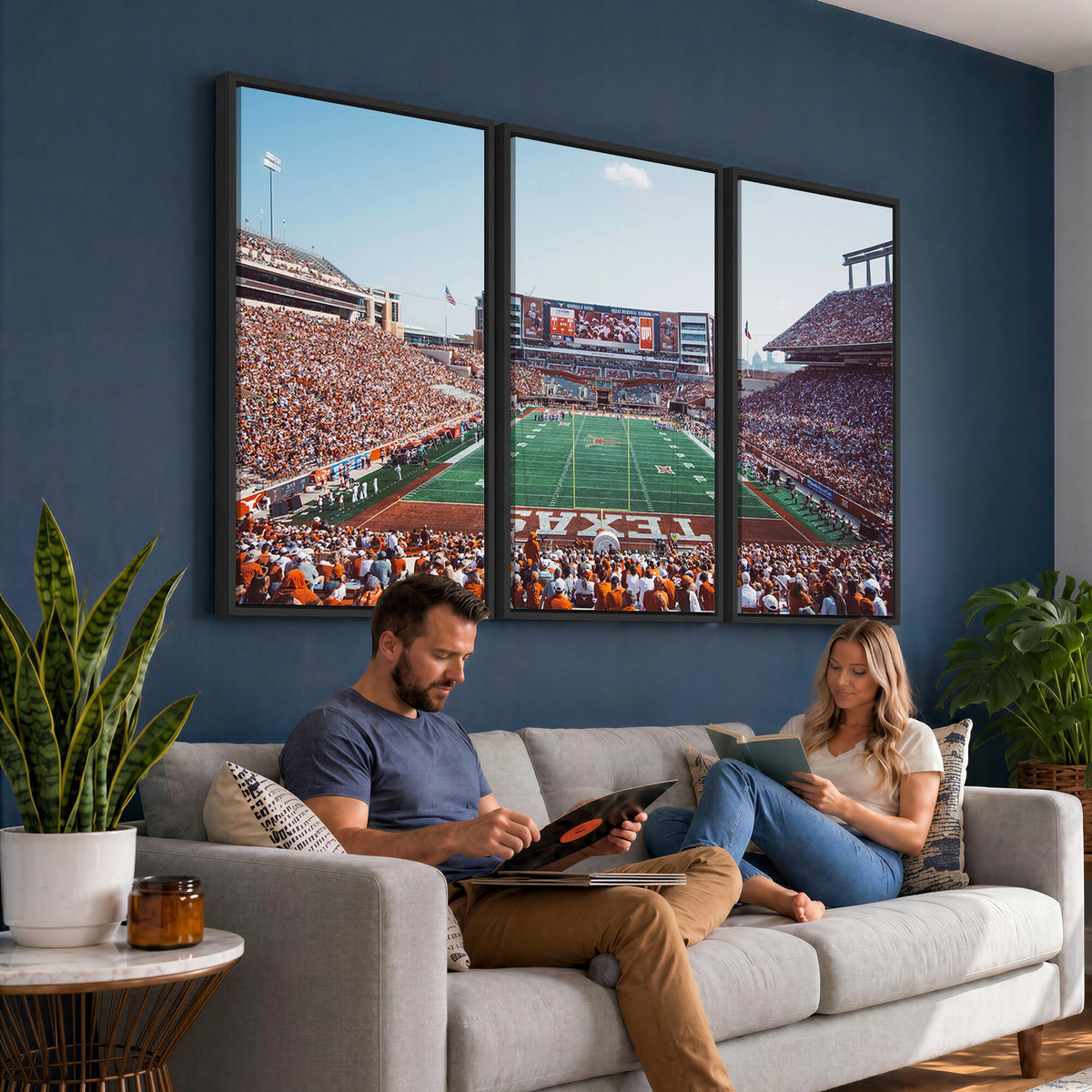 14826-MGV-CV-36X24 - Framed Texas Memorial Stadium Canvas, University of Texas Longhorns Football Team Print - Austin