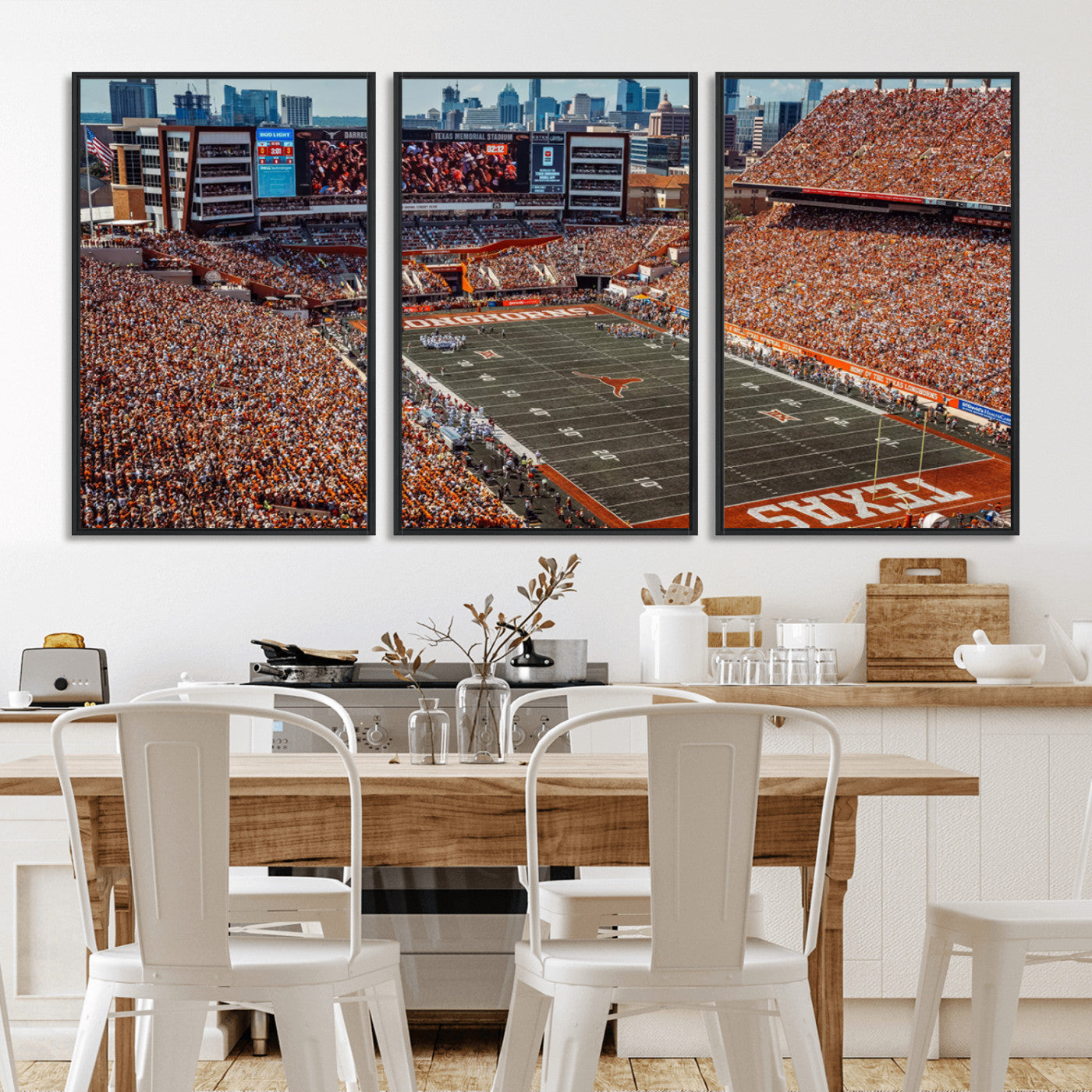 MGV-FC-60X30-3P - University of Texas Longhorns Football Team Print - Austin Darrell K Royal-Texas Memorial Stadium