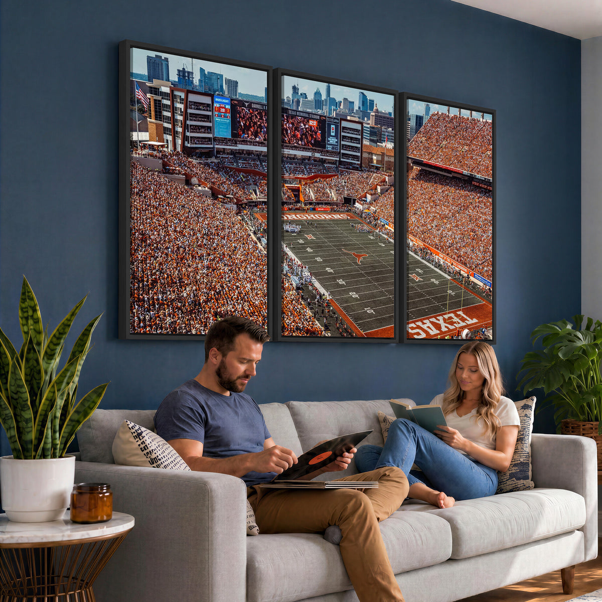 92103-MGV-CV-36X24 - University of Texas Longhorns Football Team Print - Austin Darrell K Royal-Texas Memorial Stadium