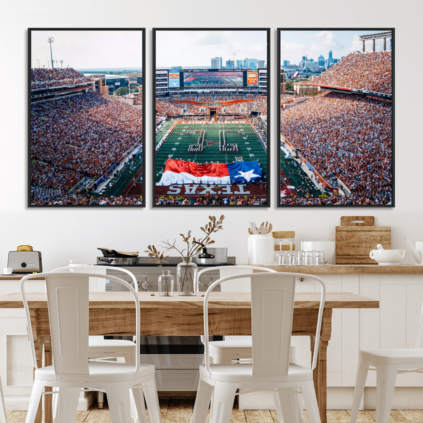 MGV-FC-60X30-3P - University of Texas Longhorns Football Team Canvas Print - Austin Darrell K Royal-Texas Memorial