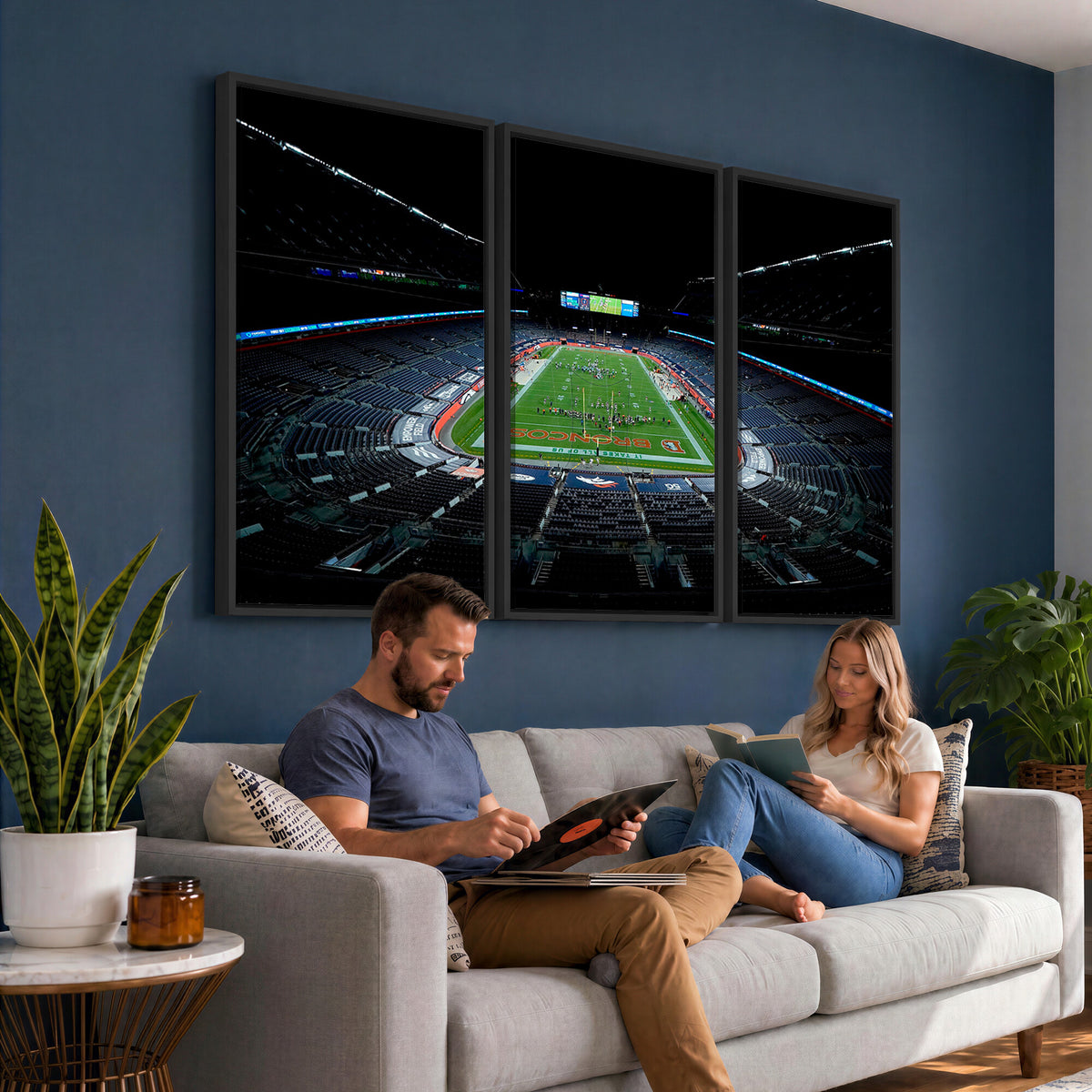 14797-MGV-CV-36X24 - Denver Broncos Football Team Print Canvas- Denver Empower Field at Mile High Stadium Wall Art Canvas