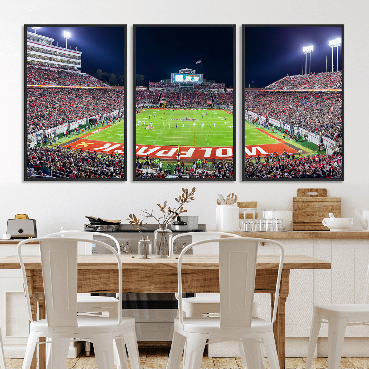 MGV-FC-60X30-3P - Wolfpack Football Team Print - Raleigh Carter-Finley Stadium Wall Art Canvas Print