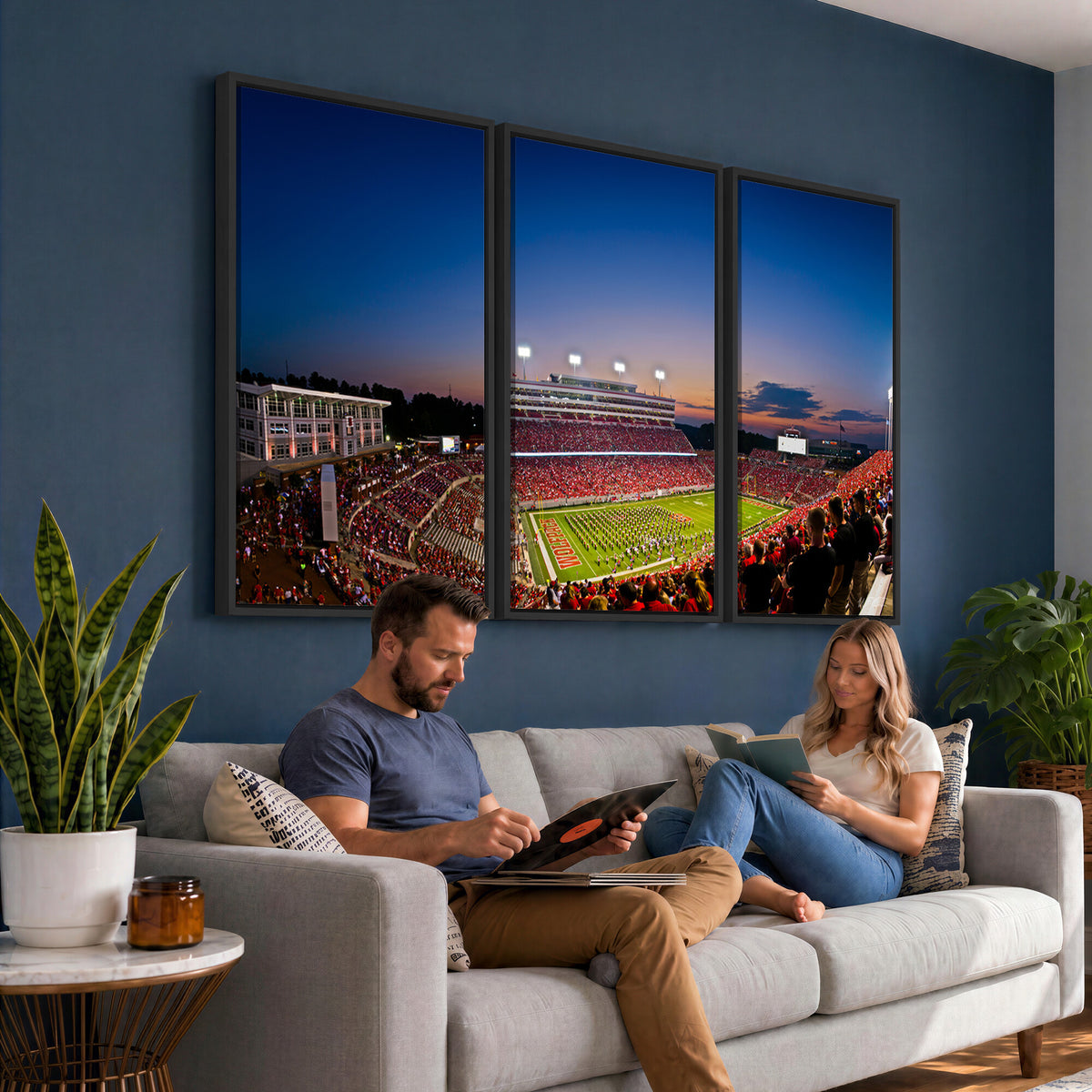 76202-MGV-CV-36X24 - Wolfpack Football Team Wall Art Print - Raleigh Carter-Finley Stadium Wall Art Canvas Print