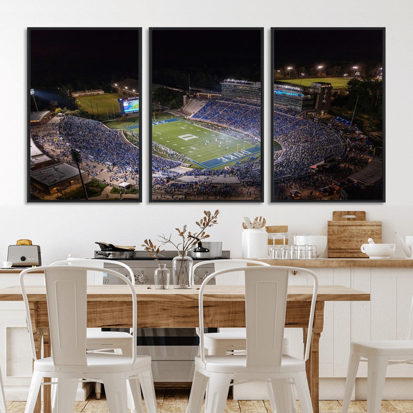 MGV-FC-60X30-3P - Duke University Blue Devils Football Print Canvas - Durham Wallace Wade Stadium Wall Art Canvas