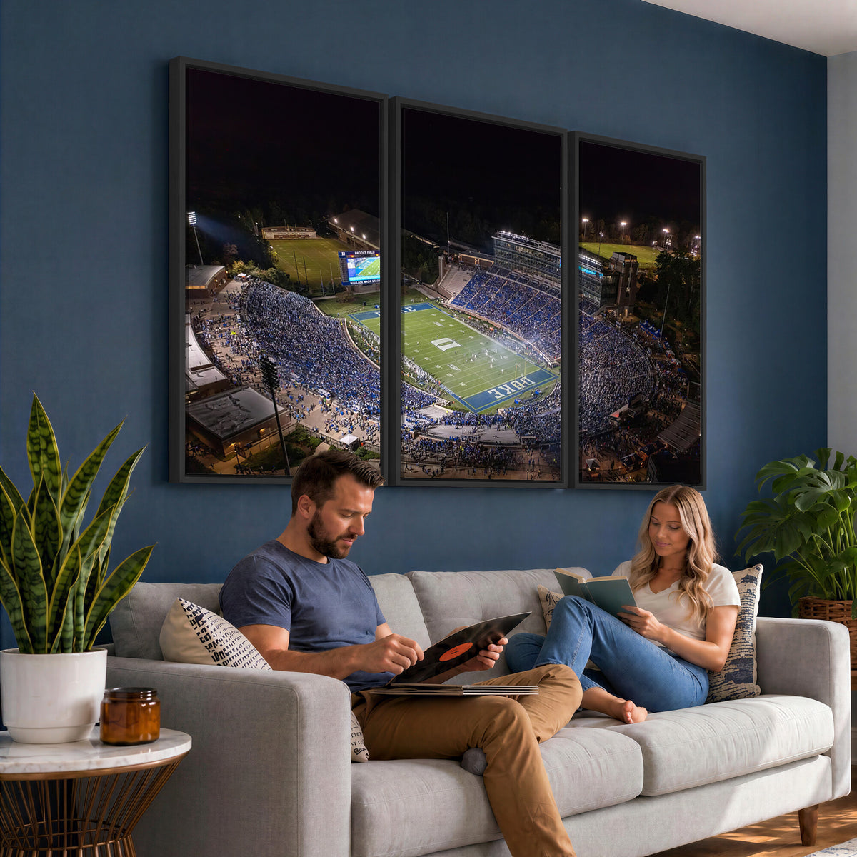 42347-MGV-CV-36X24 - Duke University Blue Devils Football Print Canvas - Durham Wallace Wade Stadium Wall Art Canvas