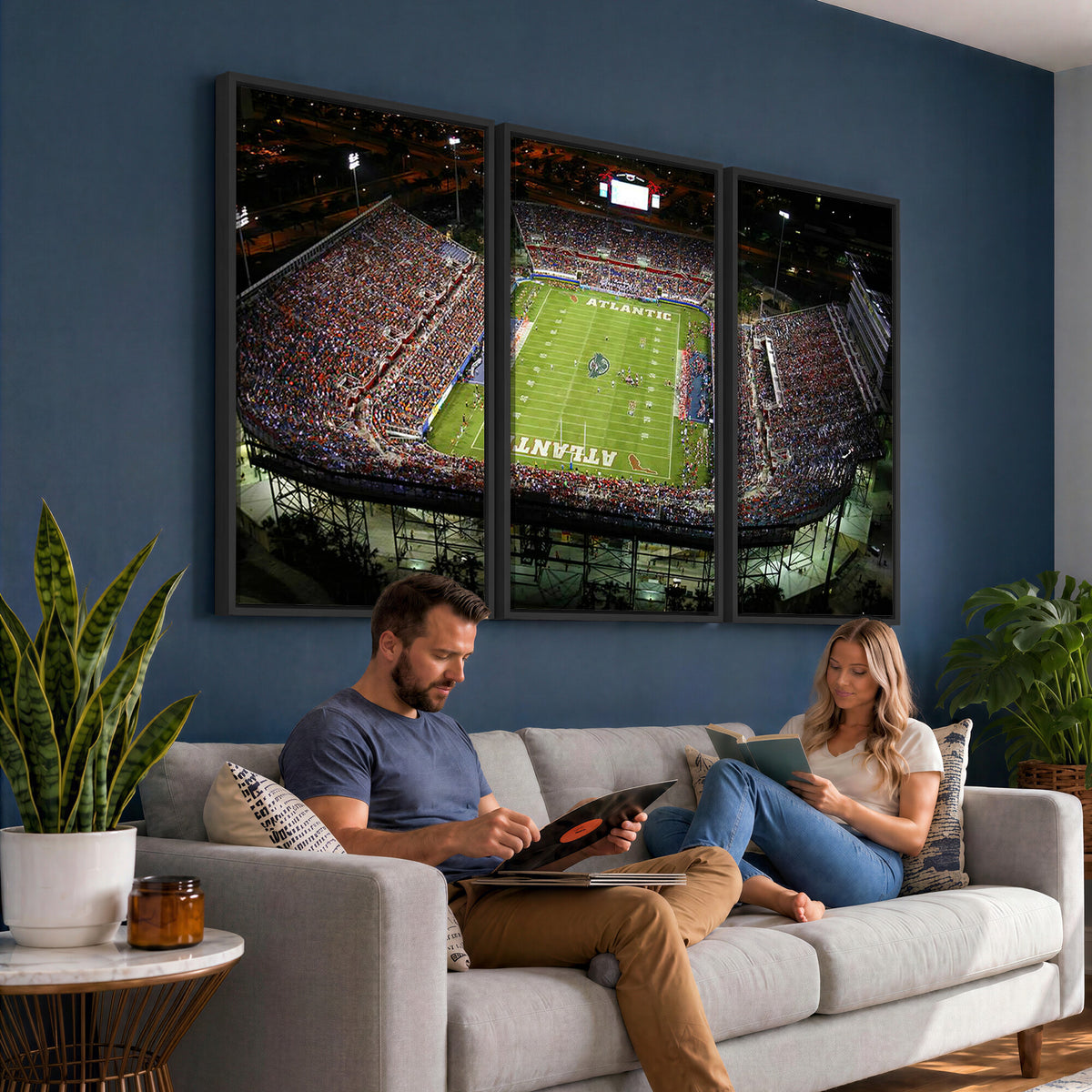72354-MGV-CV-36X24 - Florida Atlantic University Owls Football Team Print - Boca Raton FAU Stadium Wall Art Canvas Print