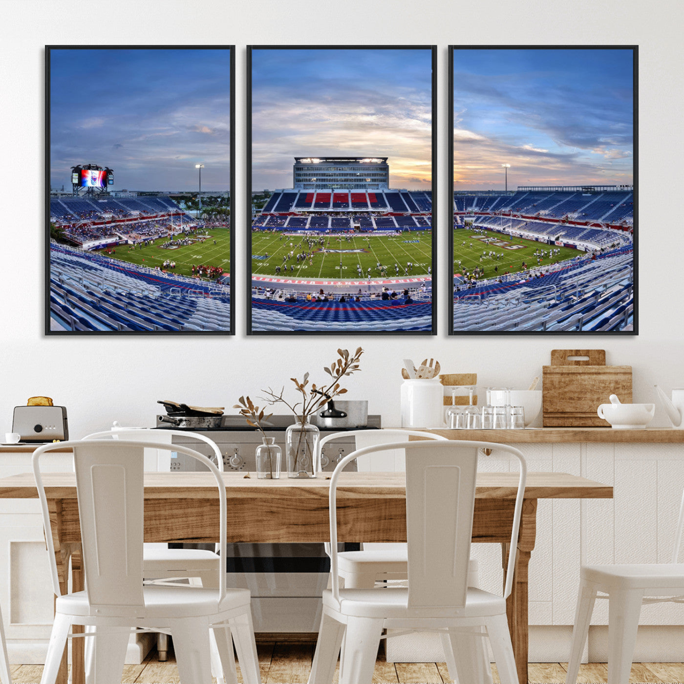 MGV-FC-60X30-3P - Florida Atlantic University Owls Football Team Print - Boca Raton FAU Stadium Wall Art Canvas Print