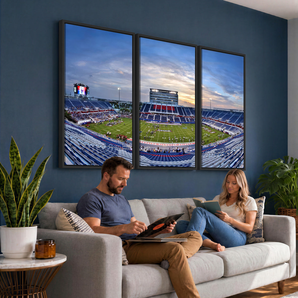 69559-MGV-CV-36X24 - Florida Atlantic University Owls Football Team Print - Boca Raton FAU Stadium Wall Art Canvas Print