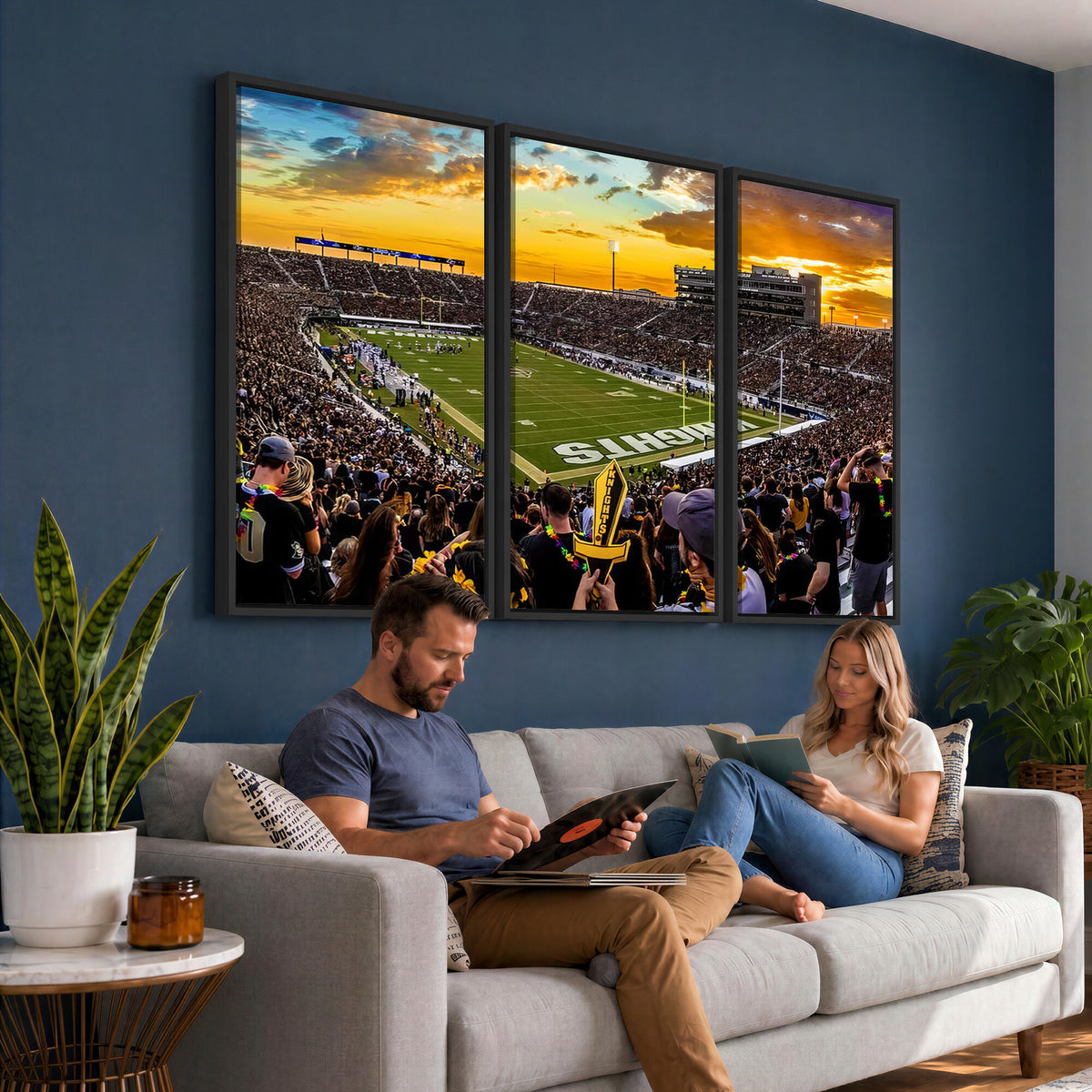 66803-MGV-CV-36X24 - UCF Knights Football Team Print - Orlando FBC Mortgage Stadium, UCF Knights Wall Art Canvas Print
