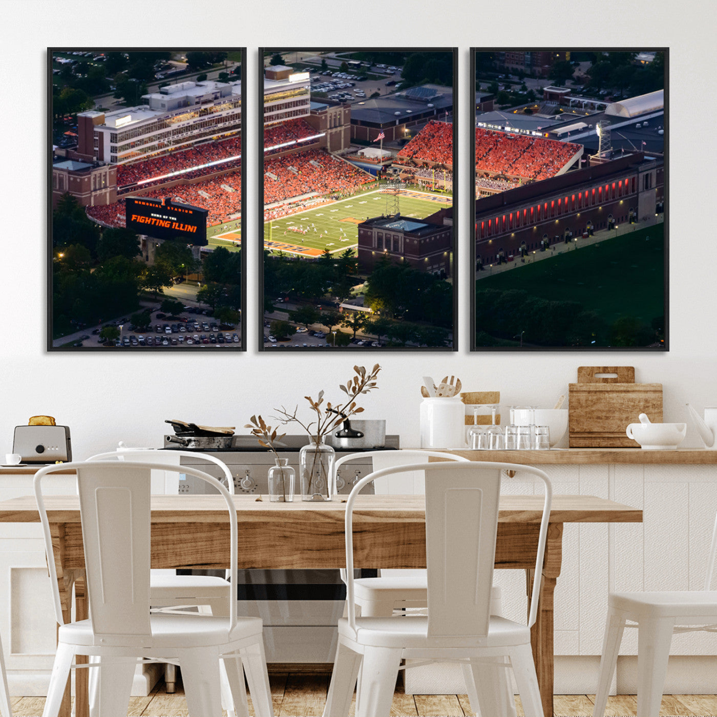 MGV-FC-60X30-3P - University of Illinois Fighting Illini Football Team Print - Champaign Illinois Memorial Stadium