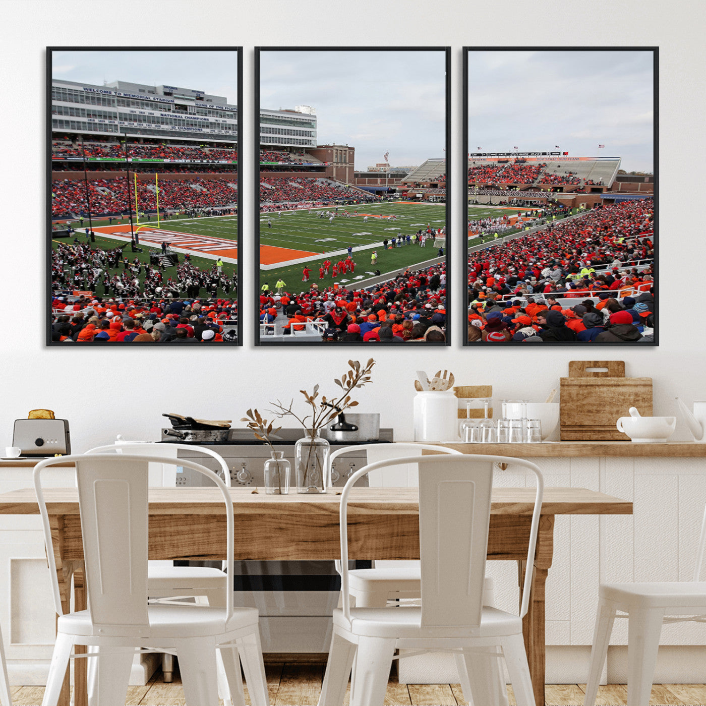 MGV-FC-60X30-3P - University of Illinois Fighting Illini Football Team Print - Champaign Illinois Memorial Stadium