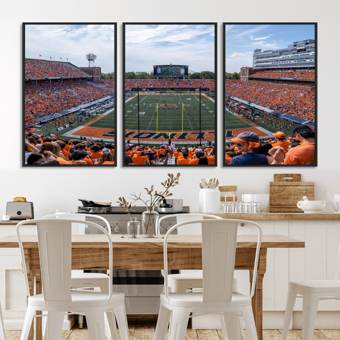 MGV-FC-60X30-3P - University of Illinois Fighting Illini Football Team Print Canvas - Champaign Illinois Memorial