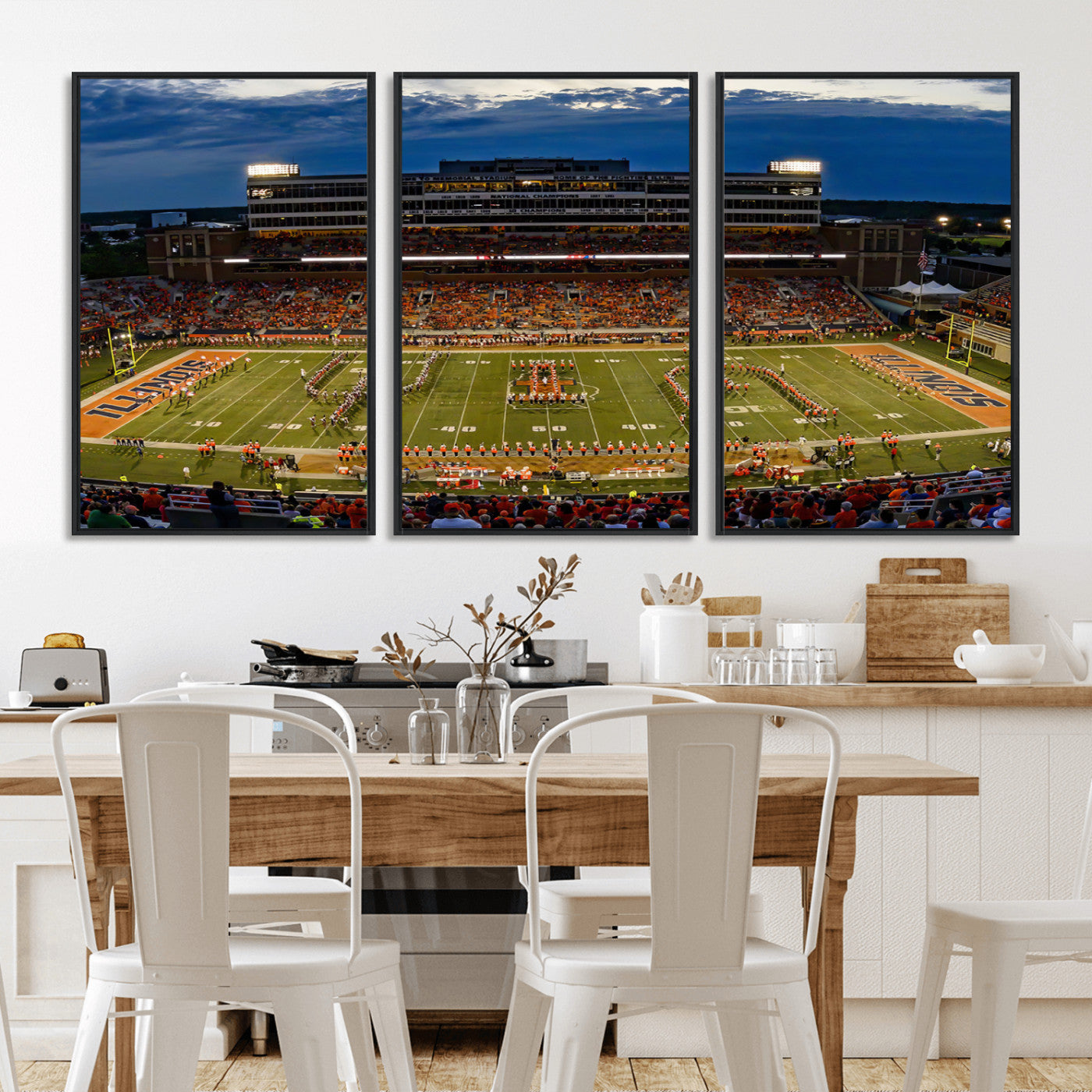 MGV-FC-60X30-3P - University of Illinois Fighting Illini Football Team Print - Champaign Illinois Memorial Stadium
