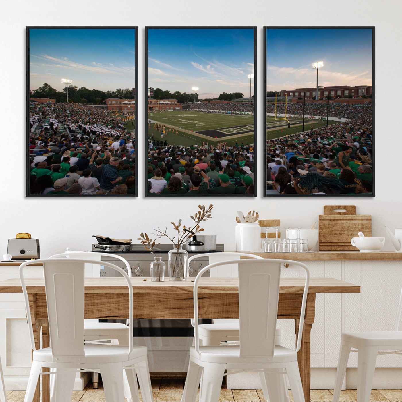 MGV-FC-60X30-3P - University of Charlotte 49ers Football Team Print - Charlotte Jerry Richardson Stadium Wall Art