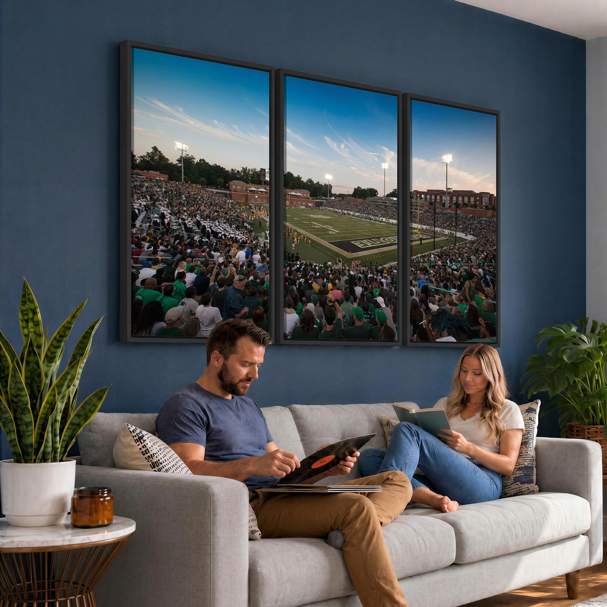 12290-MGV-CV-36X24 - University of Charlotte 49ers Football Team Print - Charlotte Jerry Richardson Stadium Wall Art