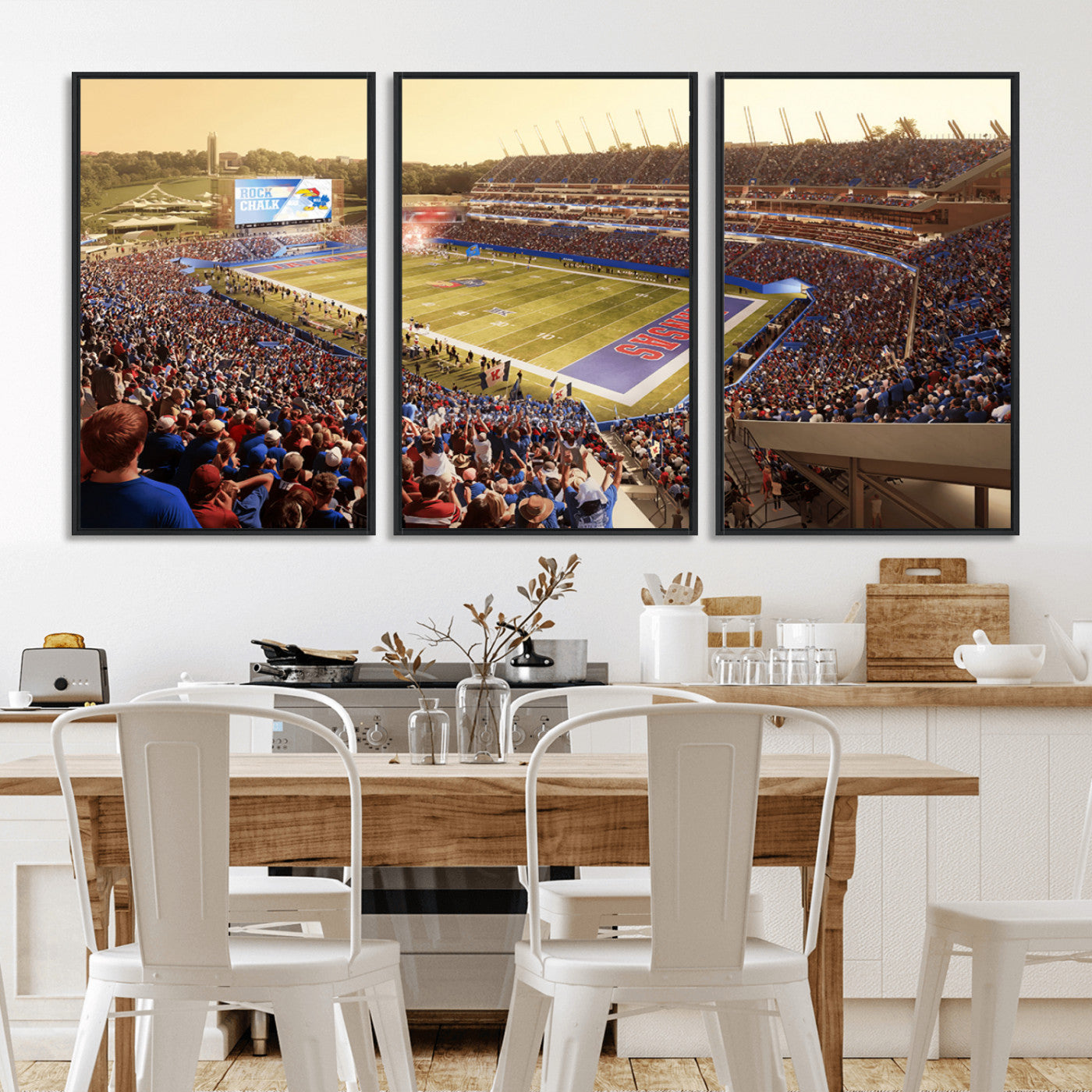MGV-FC-60X30-3P - University of Kansas Jayhawks Football Team Print - Lawrence Kansas Memorial Stadium Wall Art Canvas