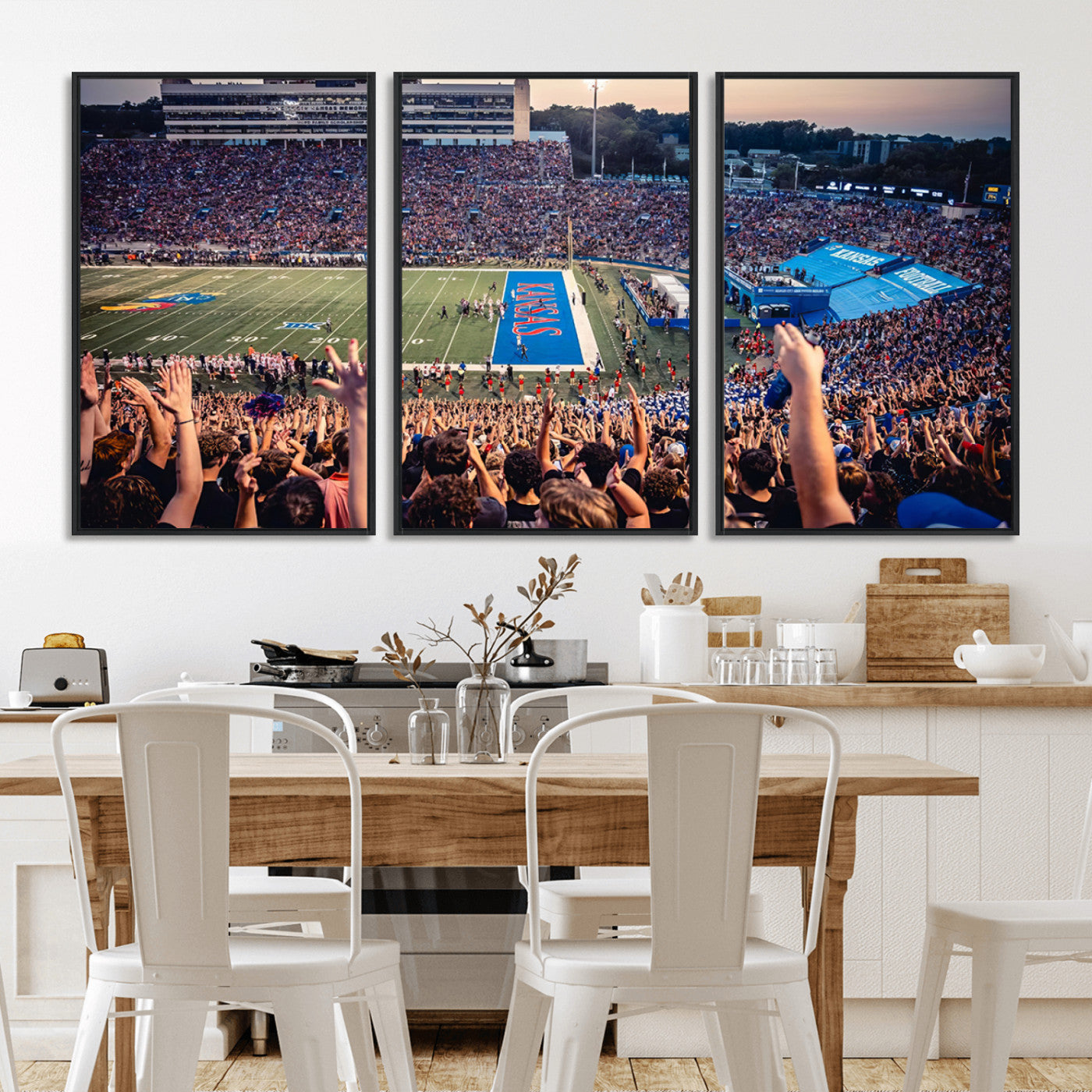 MGV-FC-60X30-3P - University of Kansas Jayhawks Football Team Art Print - Lawrence Kansas Memorial Stadium Wall Art