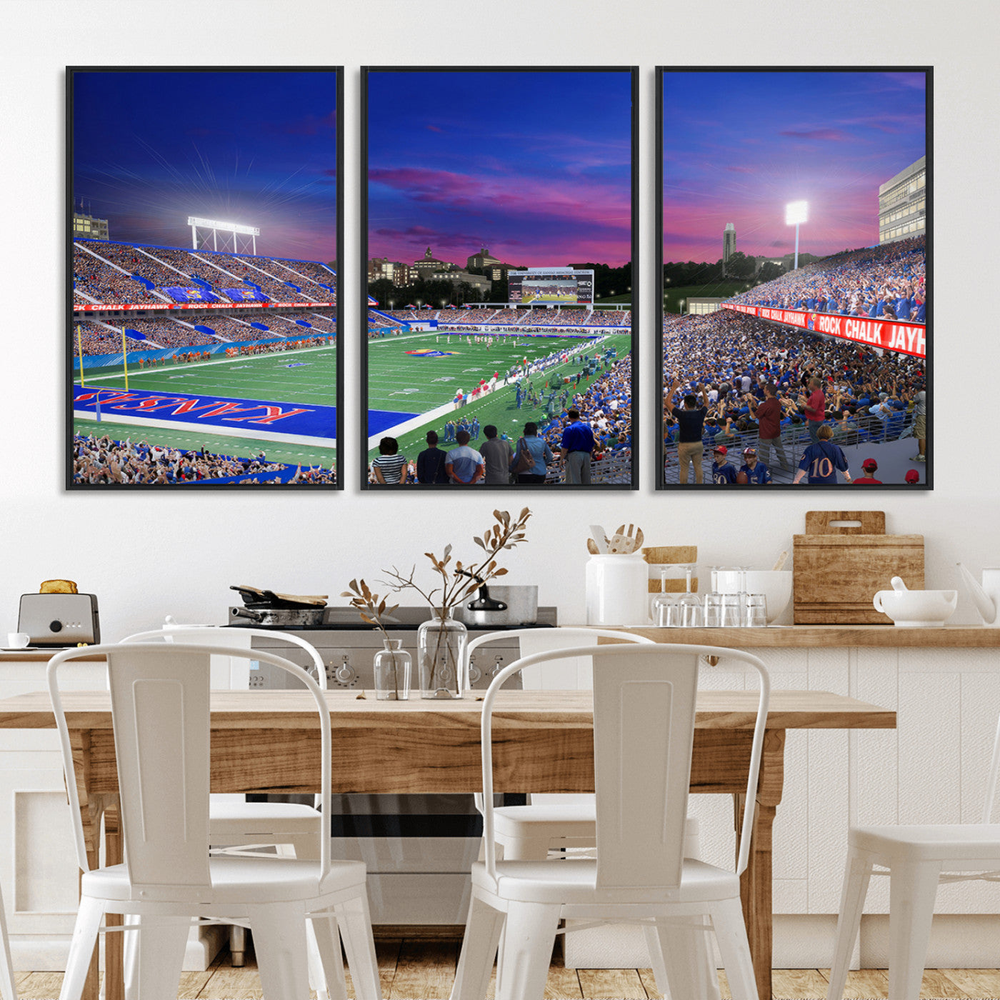 MGV-FC-60X30-3P - University of Kansas Jayhawks Football Team Print Canvas- Lawrence Kansas Memorial Stadium Wall Art