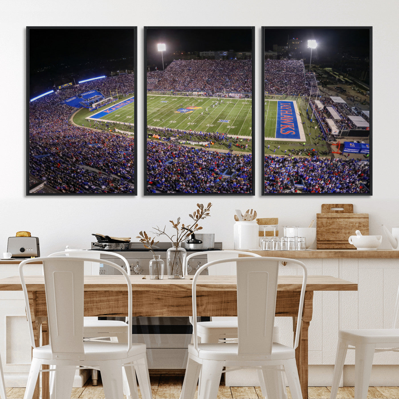 MGV-FC-60X30-3P - University of Kansas Jayhawks Football Team Print - Lawrence Kansas Memorial Stadium Wall Art Canvas