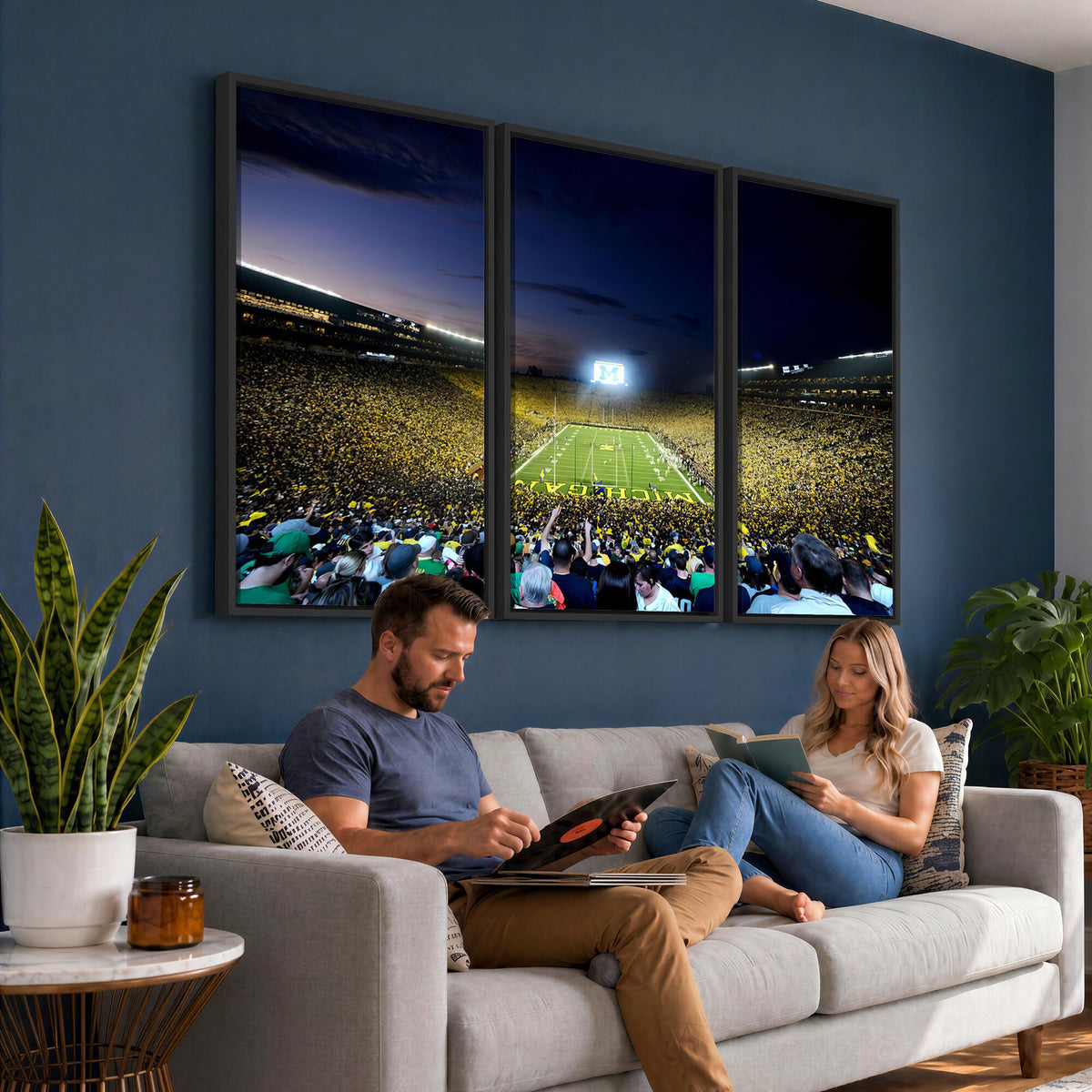 22115-MGV-CV-36X24 - University of Michigan Wolverines Football Team Print - Ann Arbor Michigan Stadium Canvas Print