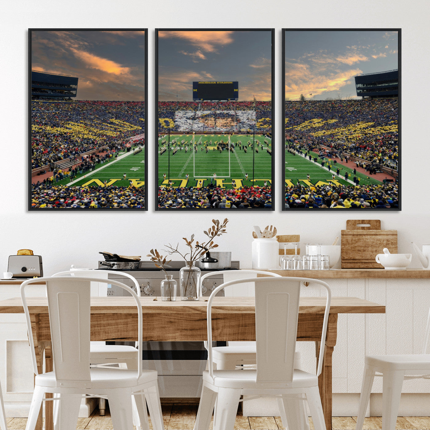 MGV-FC-60X30-3P - University of Michigan Wolverines Print Canvas, Football Team Print - Ann Arbor Michigan Stadium
