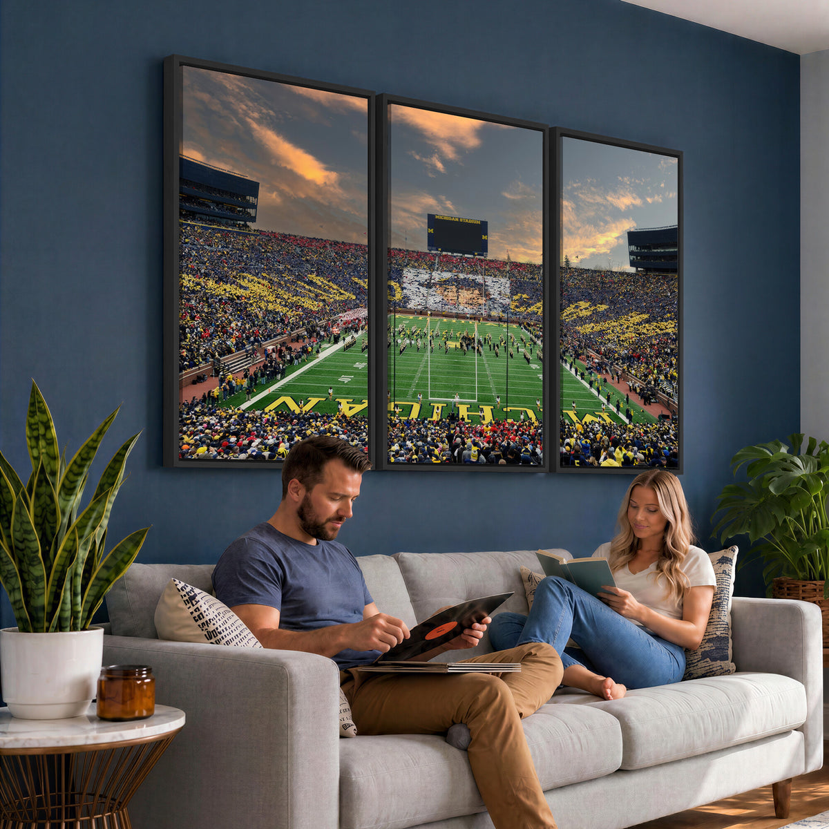 81843-MGV-CV-36X24 - University of Michigan Wolverines Print Canvas, Football Team Print - Ann Arbor Michigan Stadium