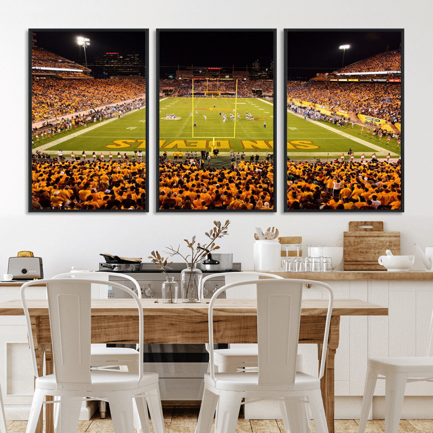 MGV-FC-60X30-3P - ASU Sun Devils Football Team Print - Phoenix Mountain America Stadium Wall Art Canvas Print