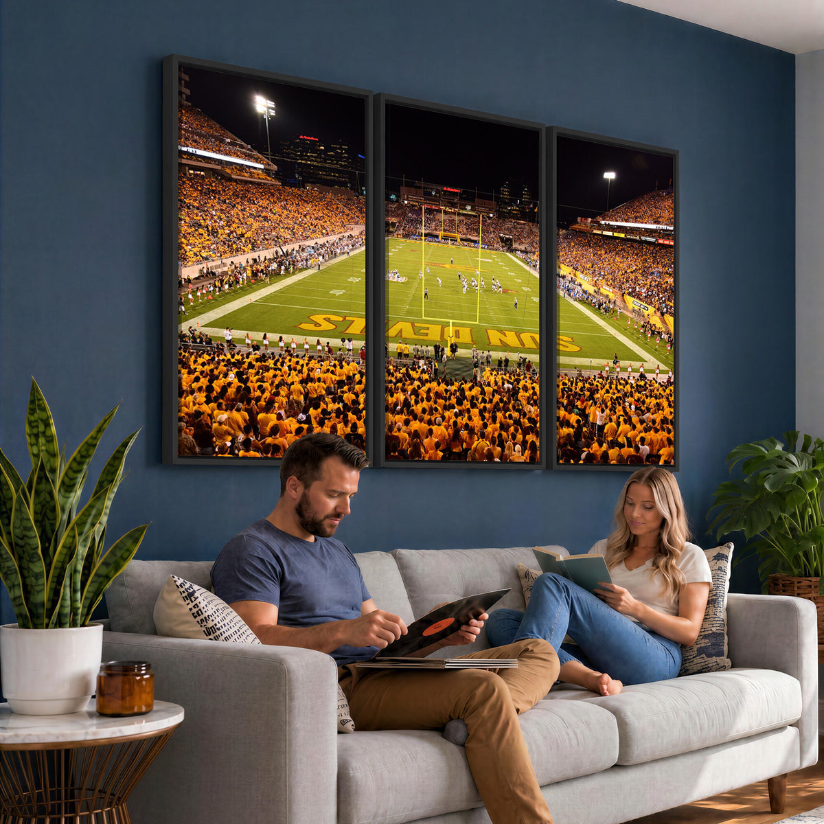 21588-MGV-CV-36X24 - ASU Sun Devils Football Team Print - Phoenix Mountain America Stadium Wall Art Canvas Print