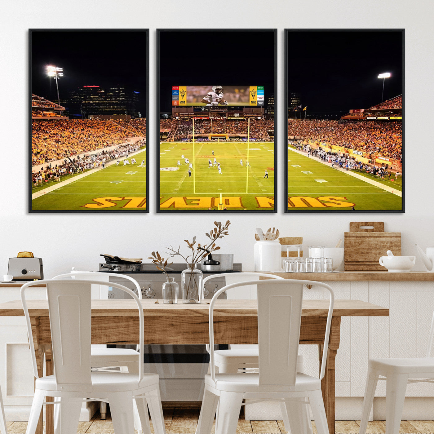 MGV-FC-60X30-3P - ASU Sun Devils Football Team Print - Phoenix Mountain America Stadium Canvas Print