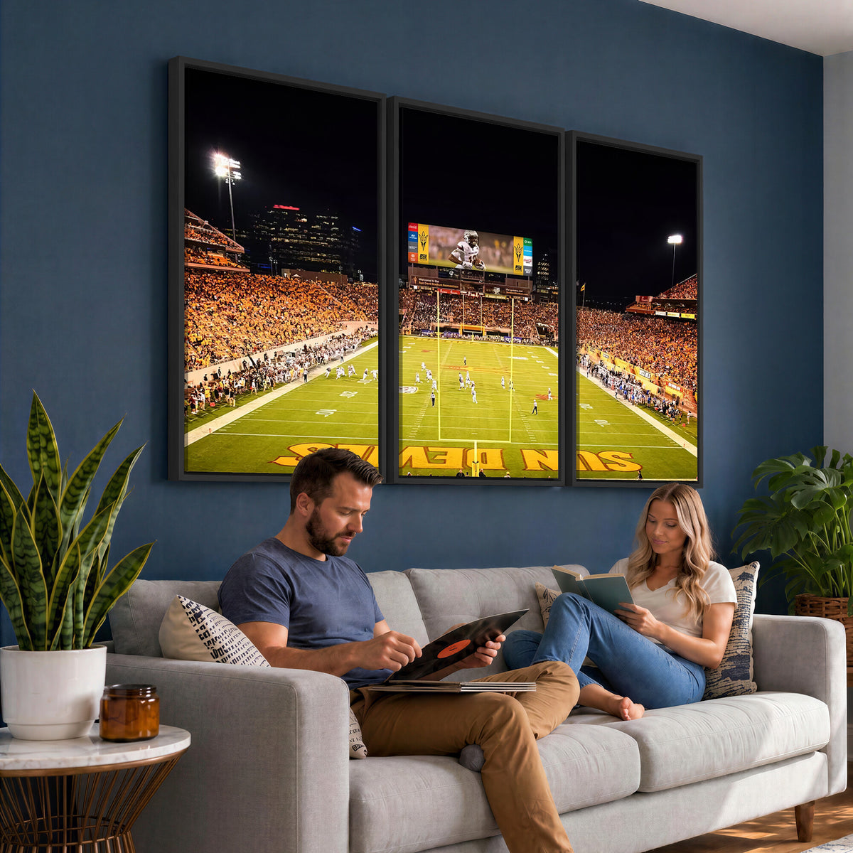 87612-MGV-CV-36X24 - ASU Sun Devils Football Team Print - Phoenix Mountain America Stadium Canvas Print