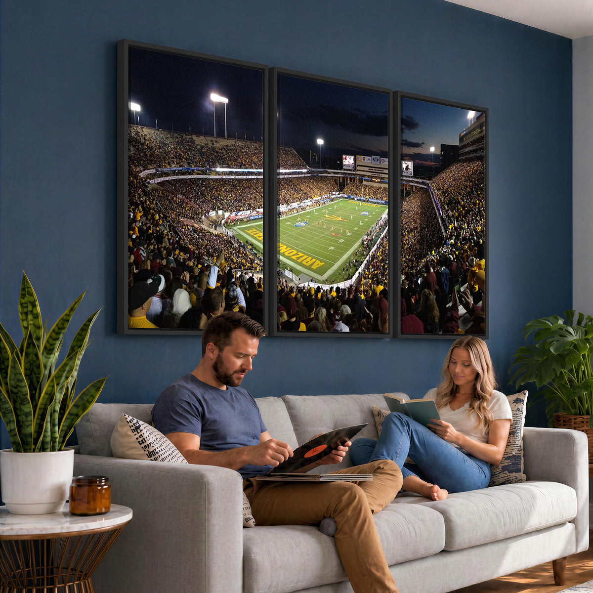 75716-MGV-CV-36X24 - ASU Sun Devils Football Team Print Canvas - Phoenix Mountain America Stadium Wall Art Canvas Print