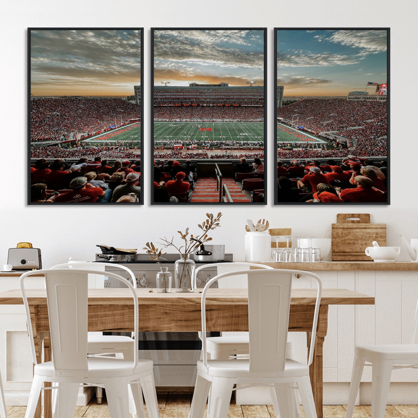 MGV-FC-60X30-3P - University of Nebraska Cornhuskers Football Team Print - Lincoln Memorial Stadium Art Canvas Print
