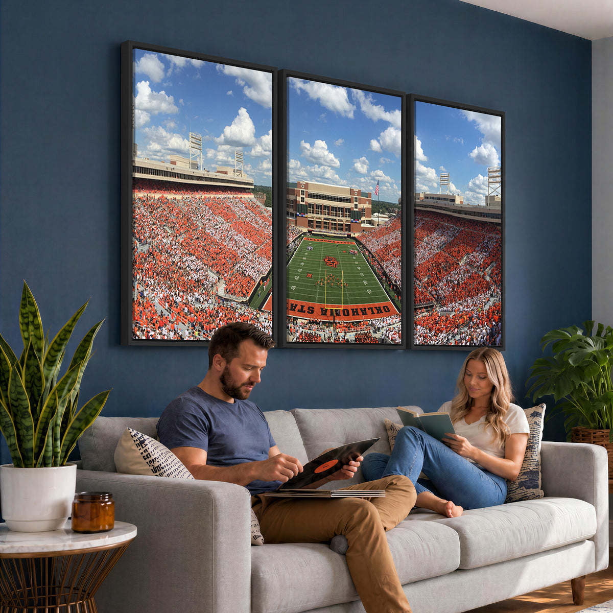 65192-MGV-CV-36X24 - Oklahoma State Cowboys Football Team Print - Stillwater Boone Pickens Stadium Wall Art Canvas Print