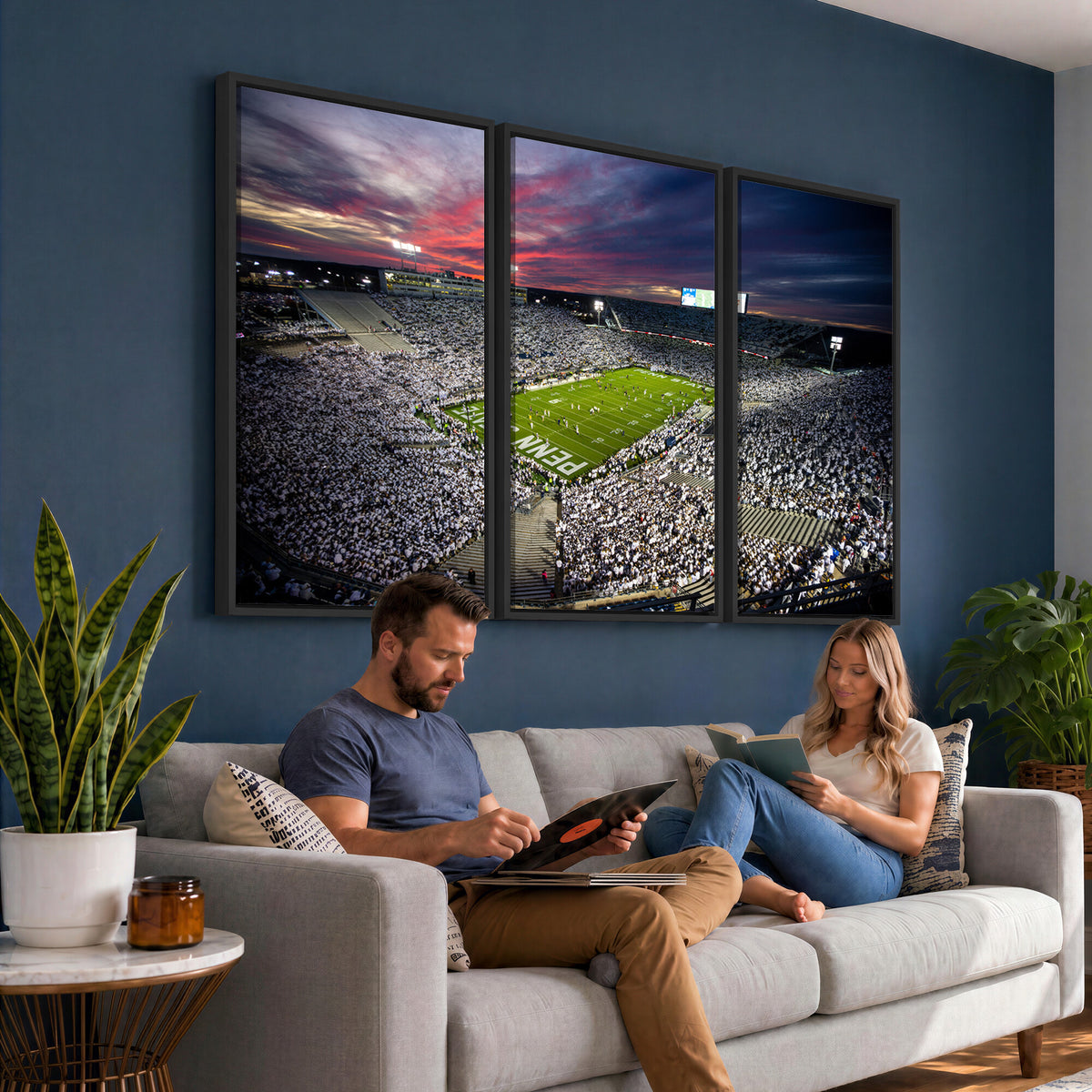37304-MGV-CV-36X24 - Penn State Nittany Lions Football Team Print - University Park Beaver Stadium Art Canvas Print