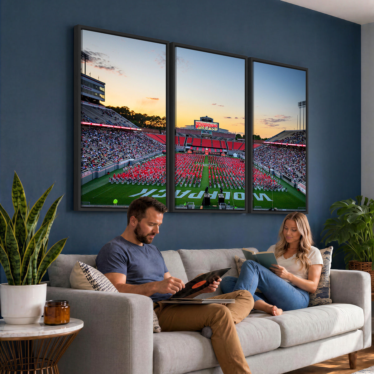 35266-MGV-CV-36X24 - NC State Wolfpack Football Team Print Wall Art - Raleigh Carter-Finley Stadium Wall Art Canvas Print
