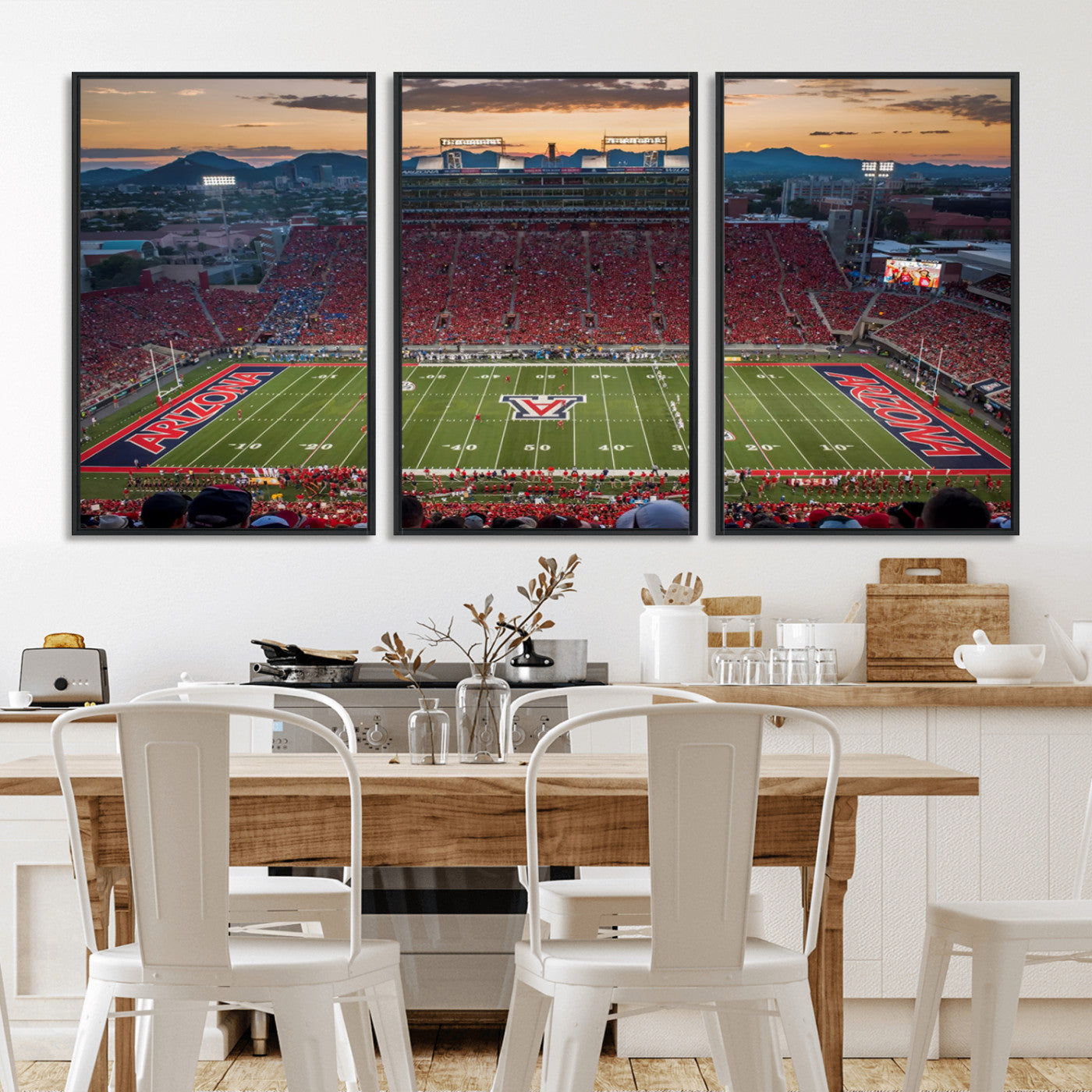 MGV-FC-60X30-3P - Framed Arizona Wildcats Football Team Print - Tucson Arizona Stadium Wall Art Canvas Print