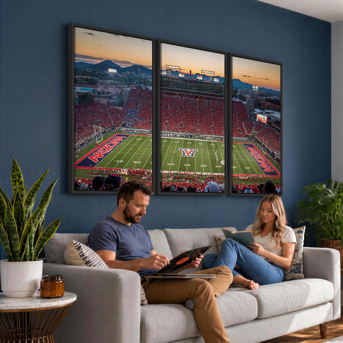 45563-MGV-CV-36X24 - Arizona Wildcats Football Team Print - Tucson Arizona Stadium Wall Art Canvas Print