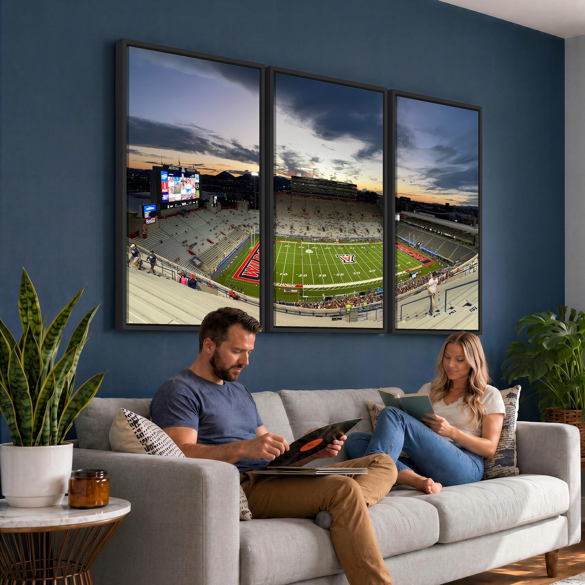 24339-MGV-CV-36X24 - Arizona Wildcats Football Team Print - Tucson Arizona Stadium Wall Art Canvas Print