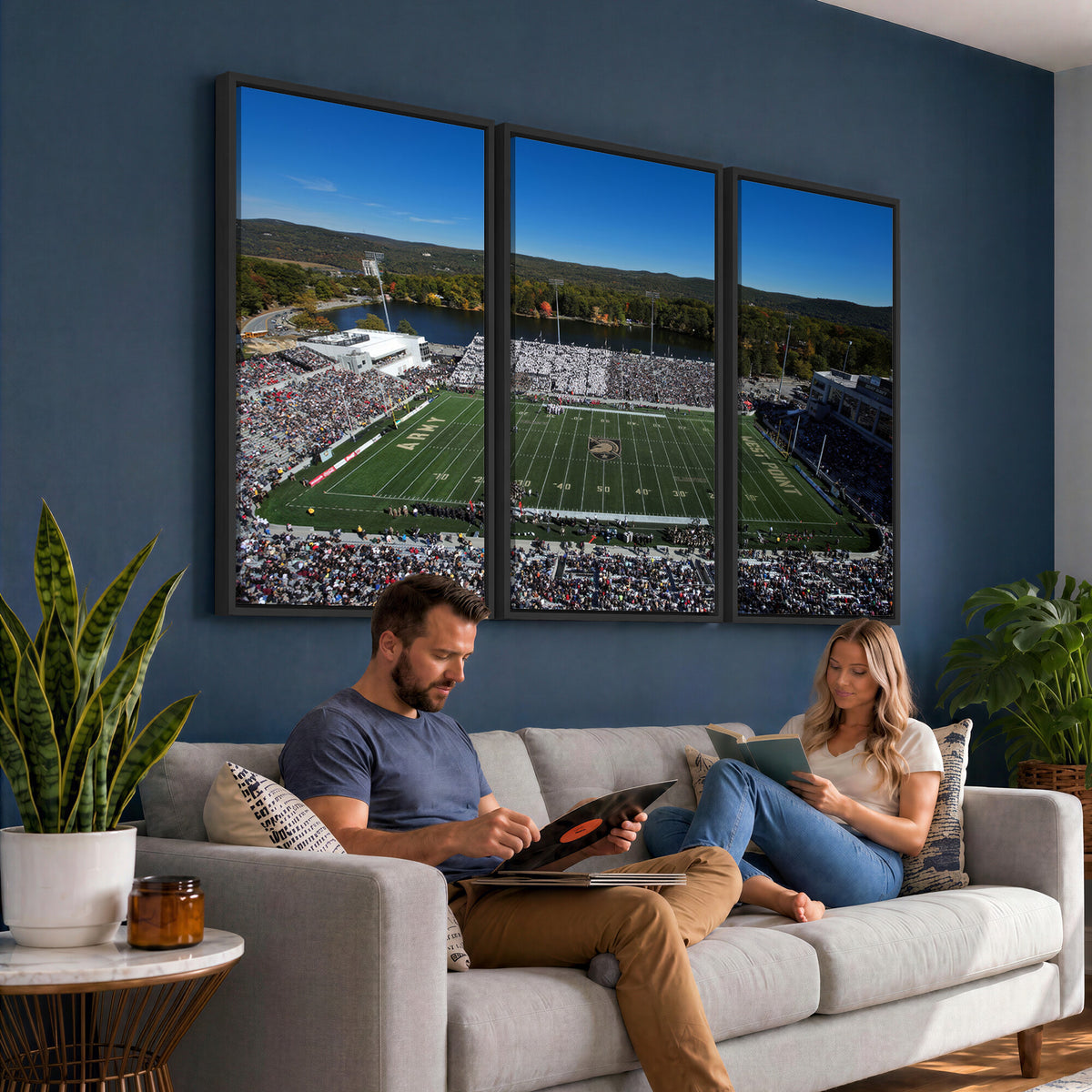 52056-MGV-CV-36X24 - Army Black Knights Football Team Print - West Point Michie Stadium Wall Art Canvas Print