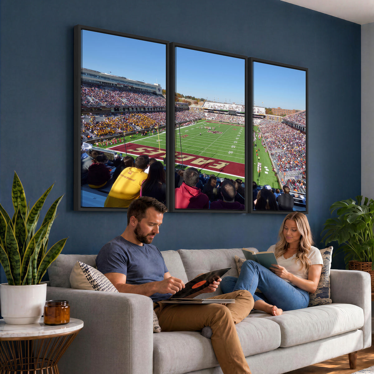 78117-MGV-CV-36X24 - Boston College Eagles Football Team Print - Boston Alumni Stadium Wall Art Canvas Print