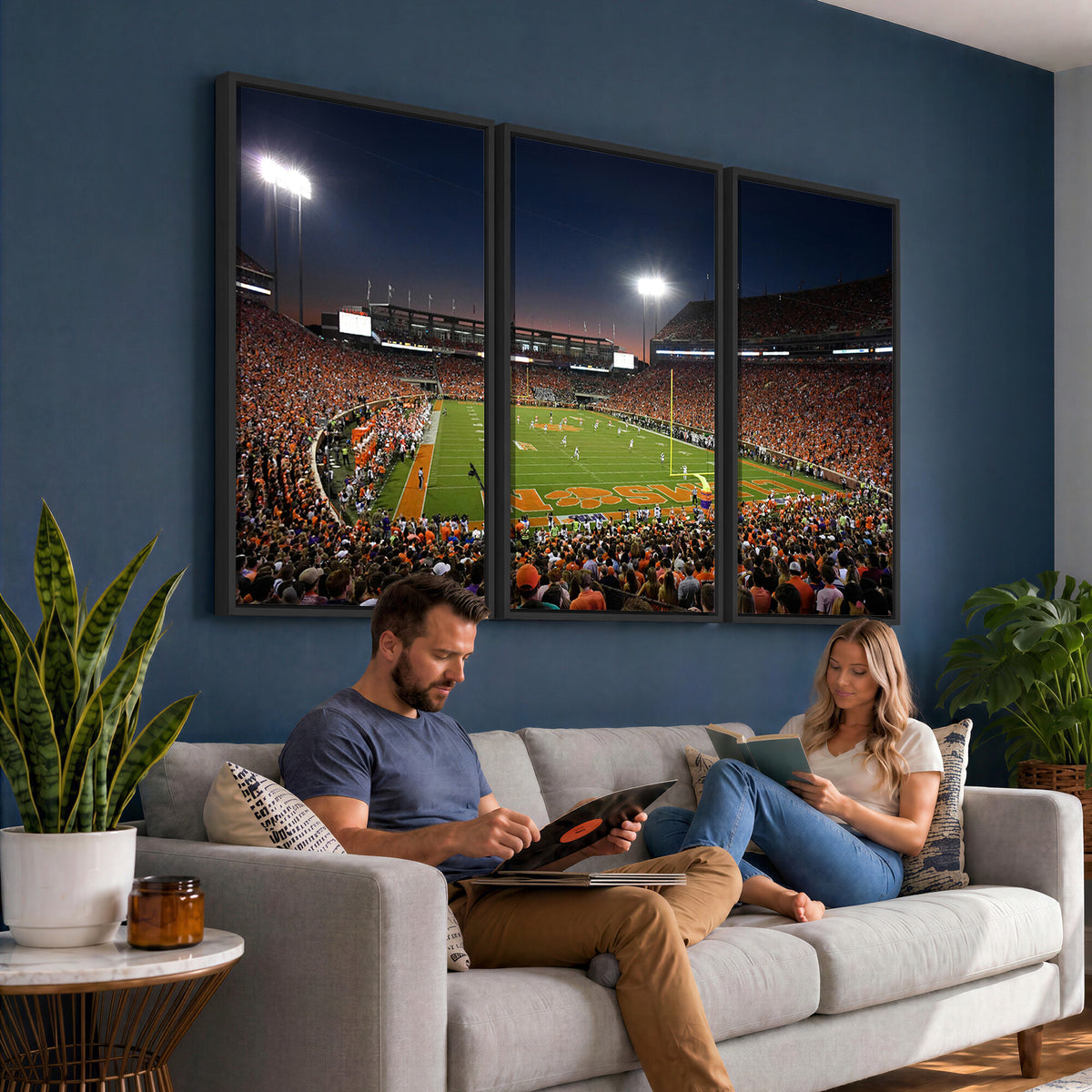 32340-MGV-CV-36X24 - Clemson University Tigers Art Print, Football Team Print