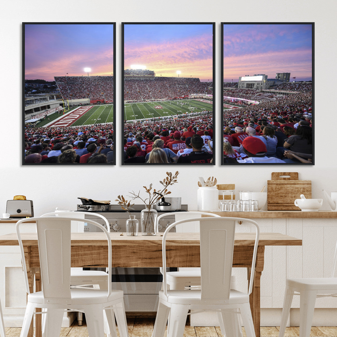 13046-MGV-FC-60X30-3P_Black-Indiana University Hoosiers Football Team Print - Bloomington Memorial Stadium Wall Art Canvas Print