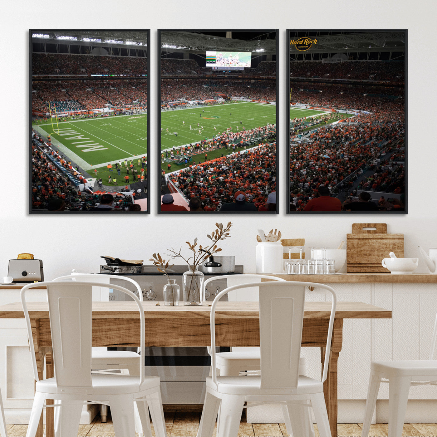 MGV-FC-60X30-3P - Miami Hurricanes Football Team Print Canvas- Miami Hard Rock Stadium Wall Art Canvas Print