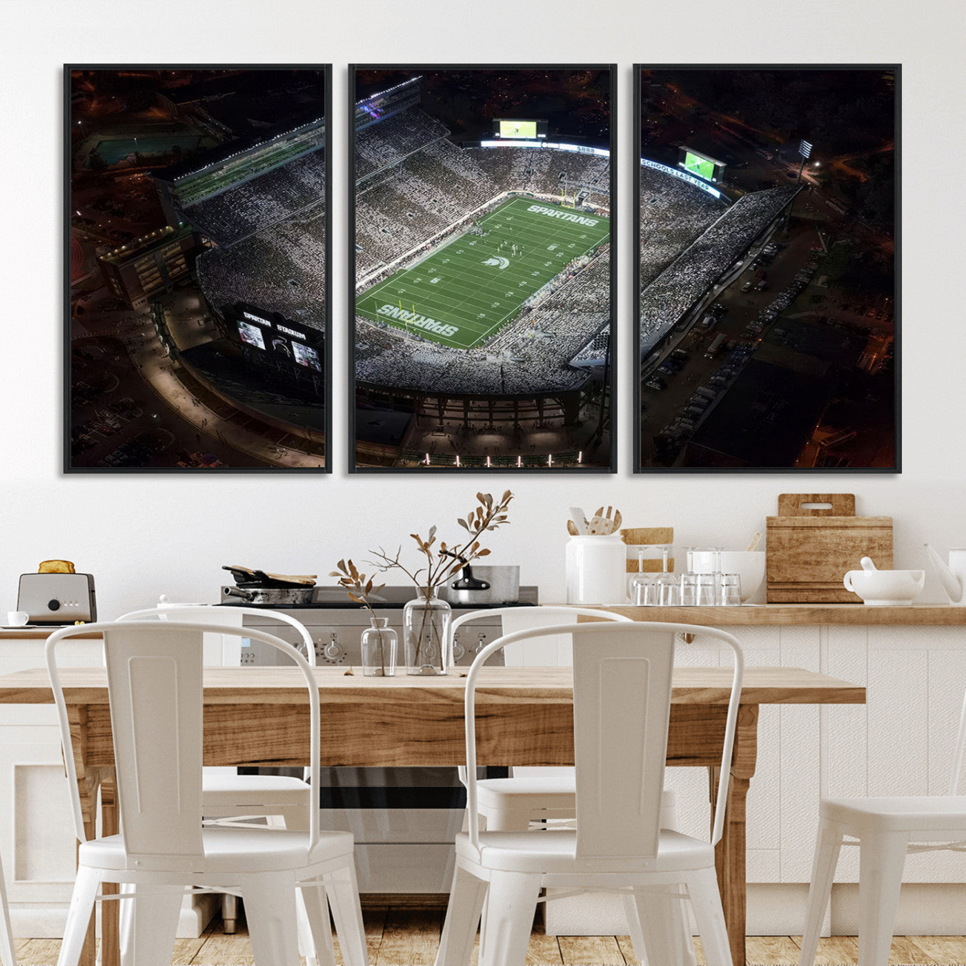 MGV-FC-60X30-3P - Michigan State Spartans Football Team Print - East Lansing Spartan Stadium Print Wall Art