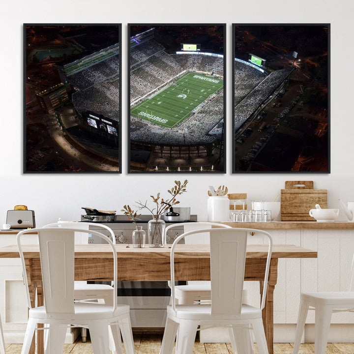 Michigan State Spartans Football Team Print - East Lansing Spartan Stadium Print Wall Art