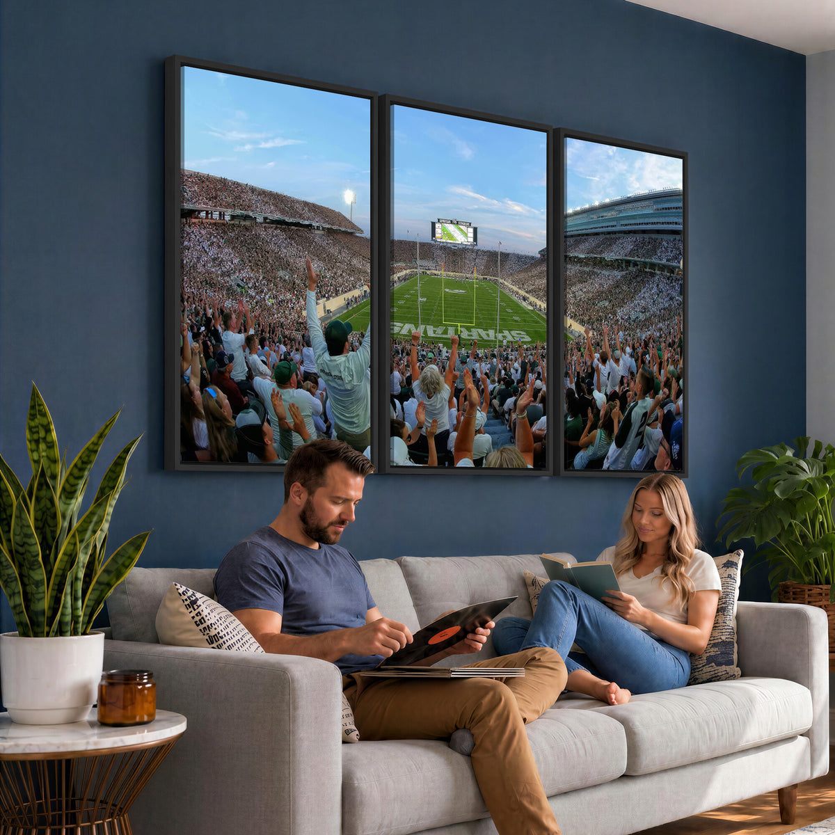73105-PAN-FL-20X10 - Michigan State Spartans Football Team Art Print - East Lansing Spartan Stadium Wall Art Canvas Print
