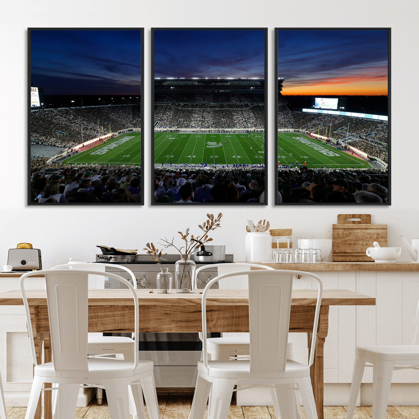MGV-FC-60X30-3P - Michigan State Spartans Football Team Print - East Lansing Spartan Stadium Canvas Print
